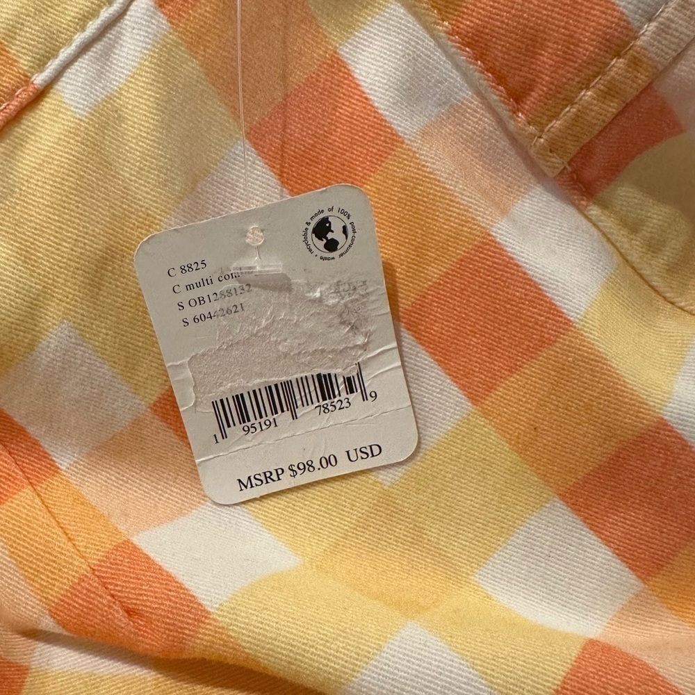Free People She's All That Plaid Crop High Waist Pants Orange Yellow Sz 12 New - Picture 7 of 10